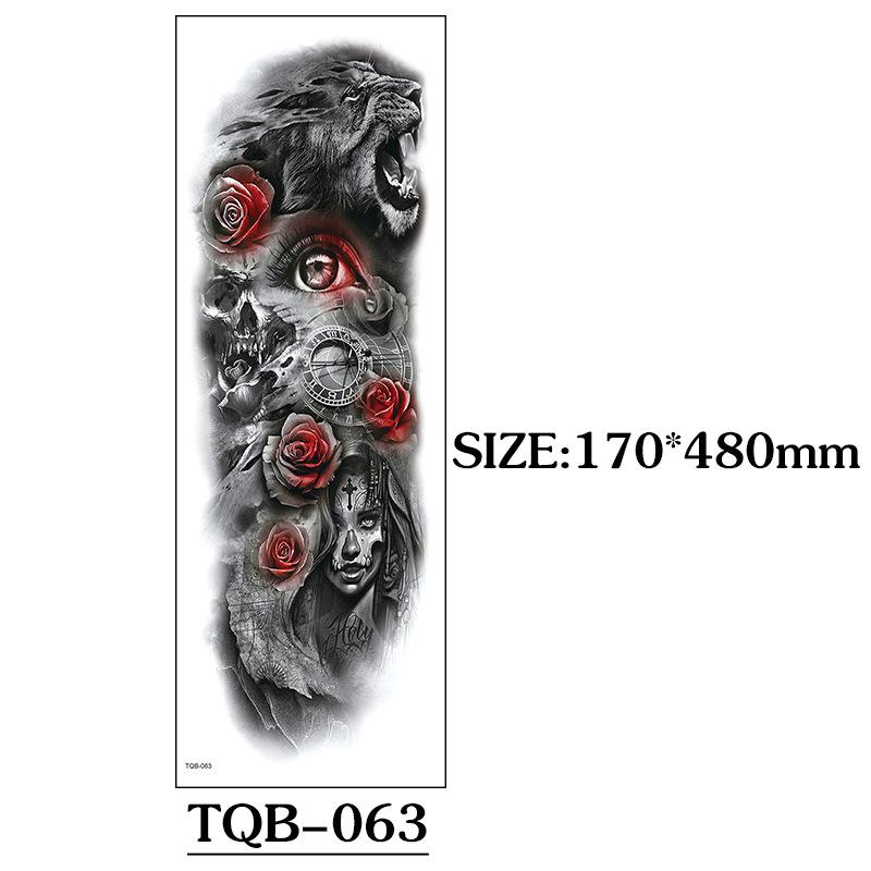Full Arm Tattoo Sticker Full Arm, Big Picture Lion Tiger Wolf Animal Big Flower Arm Tattoo Sticker