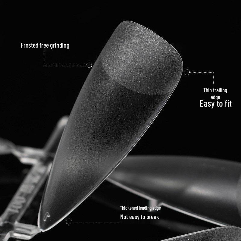 Frosted Trapezoid & Water Drop Almond Nail Extensions - No File Needed, Full and Half Cover. Perfect for Salons.