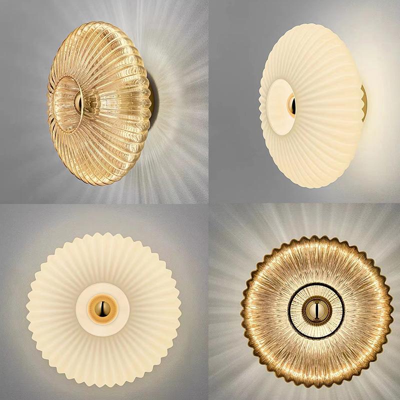 Nordic Glass Wall Lamp Retro Corrugated Design Suitable For Decorative Wall Lamps In Corridor Bedrooms Living Rooms Study Rooms