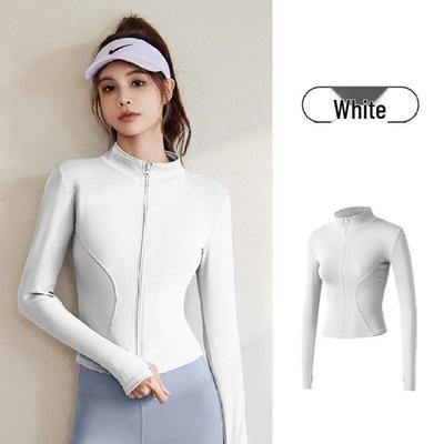 Atmungsaktive Schlankmacher-Jacke mit Stehkragen für den frühen Herbst: Sportliches Yoga Bodycon Langarm Top für Fitnessstudio und Laufen.
