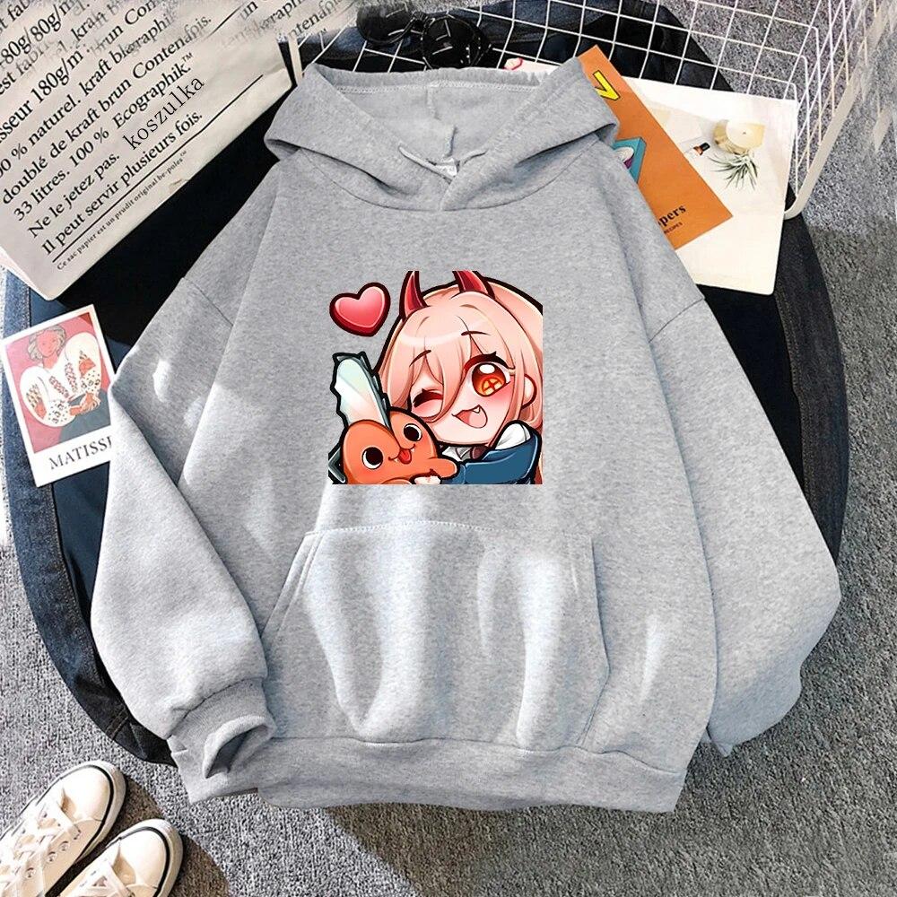 Anime Chainsaw Unisex Niedliche Pochita Power Hoodies Winter Warm Unisex/Damen Frühling/Herbst Unisex Sweatshirt Ästhetische Harajuku Sudaderas Unisex