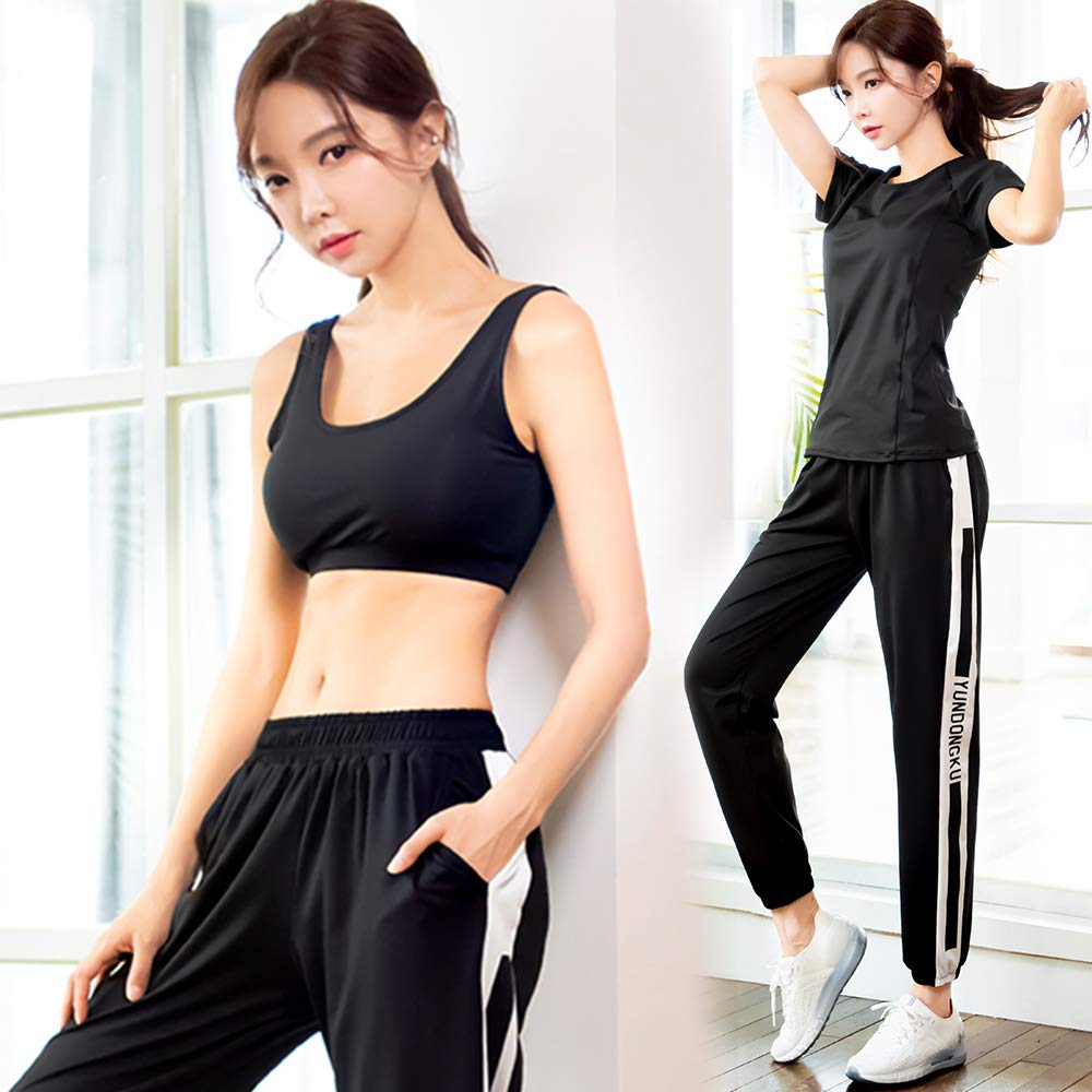 Shuanau Yoga and Sportswear Padded Top and Bottoms for Training and Perfect for and Winter Women's 4-Piece Set, Stretchy, Moisture-Wicking,