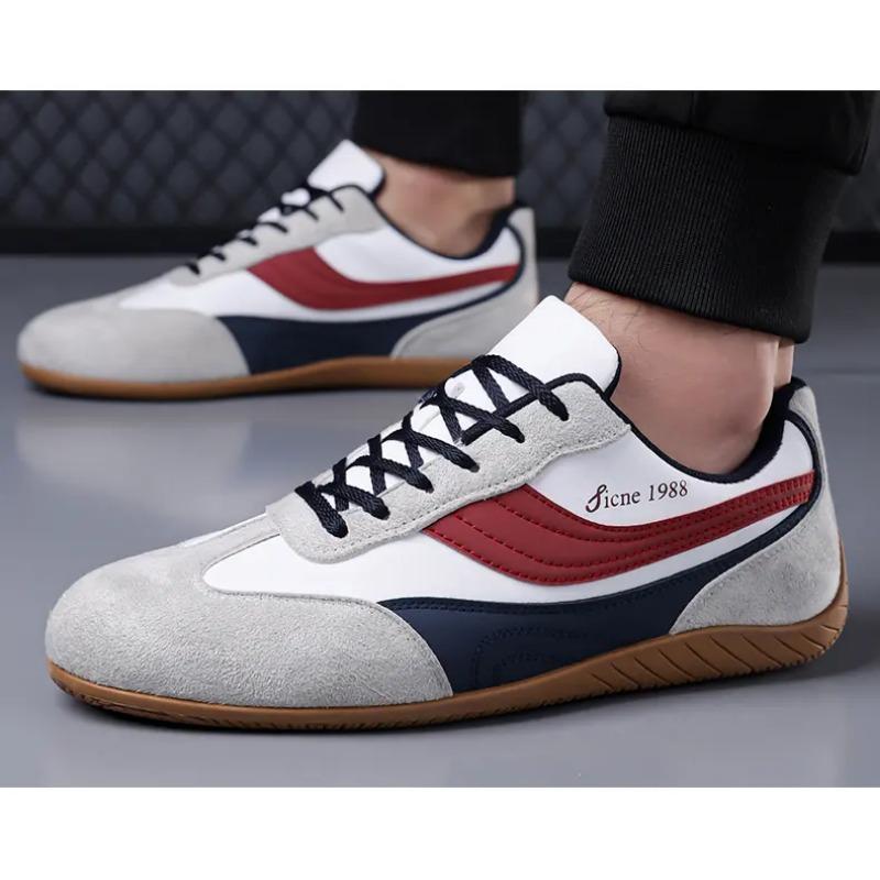 Men s Retro Color Block Casual Sneakers Suede Leather Comfortable Low-top Shoes 38 белый