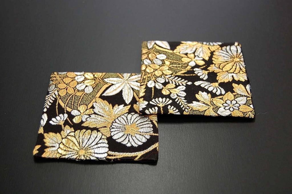 Set of 2 Japanese-style Brocade Kimono Coasters (Kinka)