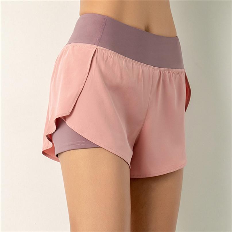 Fashion Sports Fitness Yoga Shorts Quick Dry Jogging Elastic Waist Women's Shorts Anti Walk Invisible Pocket Shorts