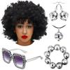 4/5Pcs Disco 50s 60s 70s 80s Set Rockstars Cool Outfits for Halloween Birthday Party Costume Dress Up Accessories
