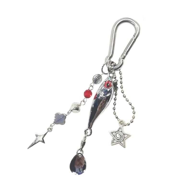 

Rock Style Fish Keychain For Bags With Colorful Beads And Stylish Alloy Designs Accessory For Bags Backpacks 1