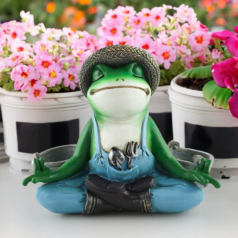 

New Creative Cute Resin Bucket Frog Flower Pot Large Ornament Outdoor Courtyard Garden Lawn Decoration Gift Desktop Ornament