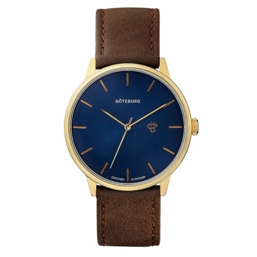 

CHPO 40mm Holcid Gothenburg Watch in Dark Brown and Blue Leather, Men s and Women s, 14230TT