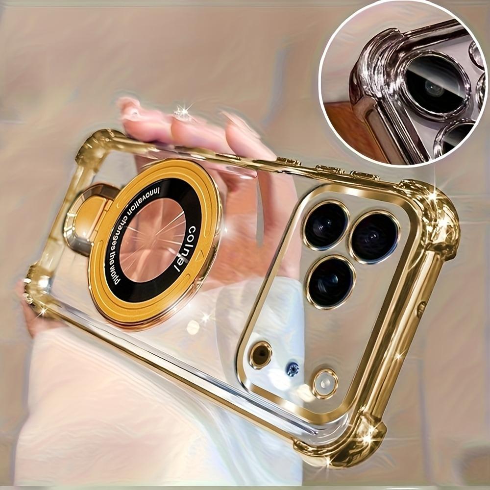 Luxury Plating Phone Case for iPhone 17 Pro Max 16 Plus 15 14 13 12 11 17 Air With Magnetic Ring Holder Stand Bracket Rack Cover
