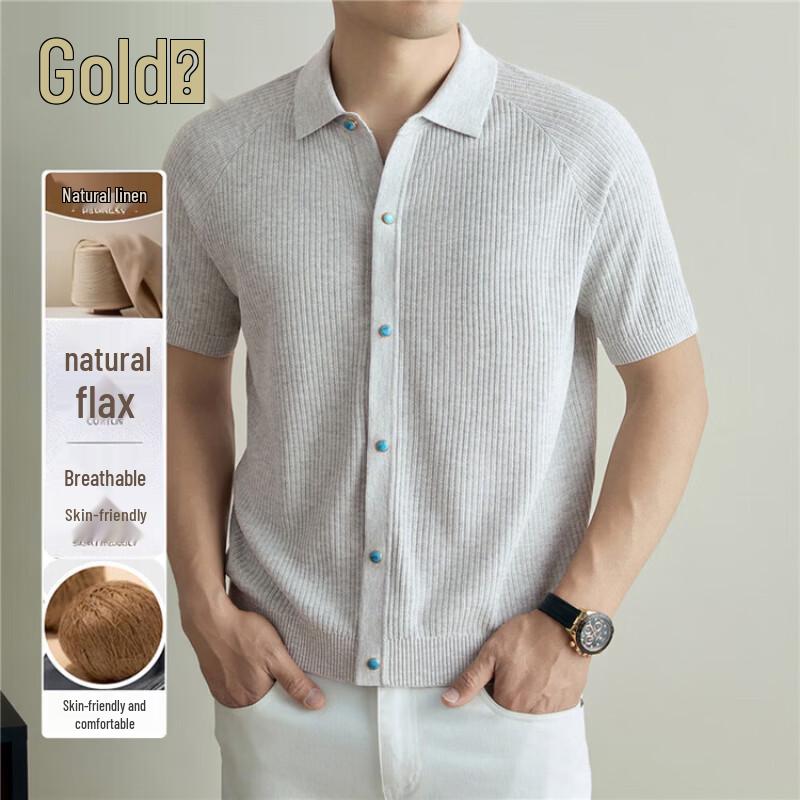 Men s Old Money Style Linen Blend Knit Polo Shirt 125/3XL