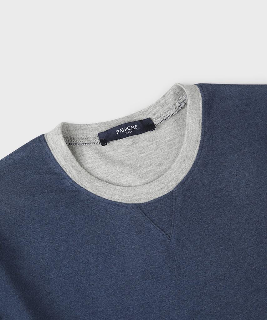 PANICALE Navy Soft Color Block Round T-Shirt