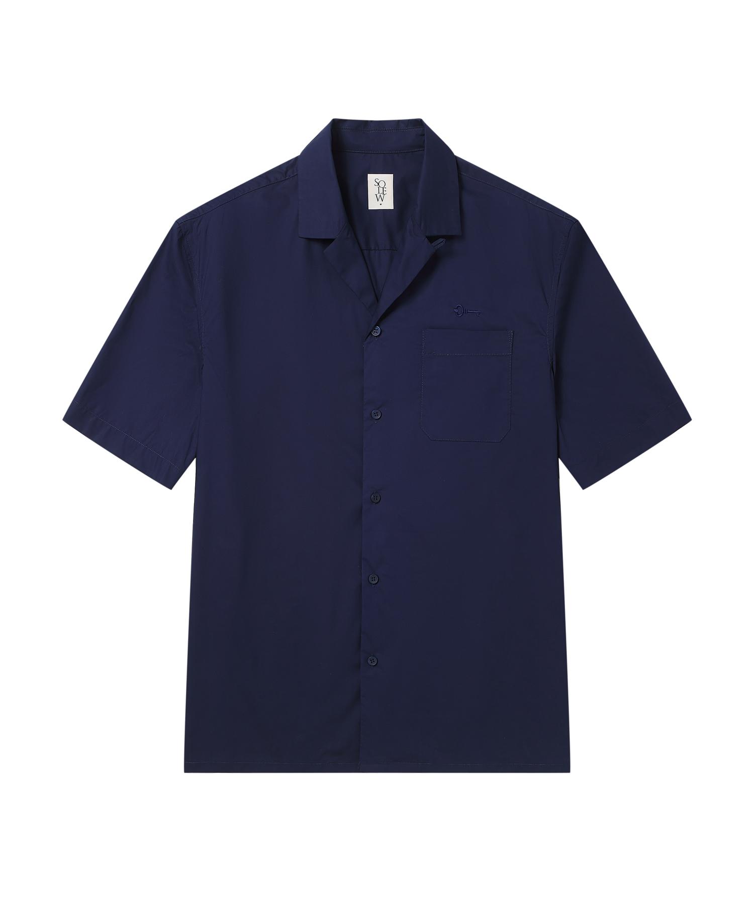 Soru Cotton Oversized Short Sleeve Shirt_Navy L