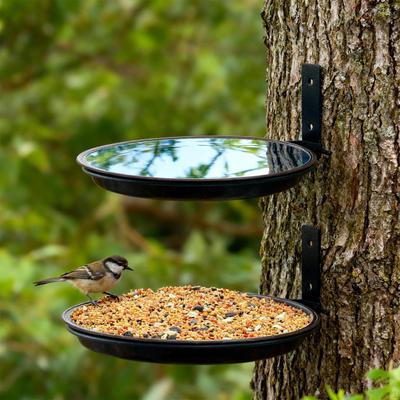 2x Comedouros para Pássaros com Banho para Montar em Árvore com Suporte de Metal Bandejas de Água para Pássaros para o Quintal