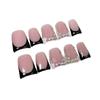 Pink Color Press On Nails White French Tip Handmade False Nails Rhinestones Design 3D Carving Duckbill Nails Wearable Nails
