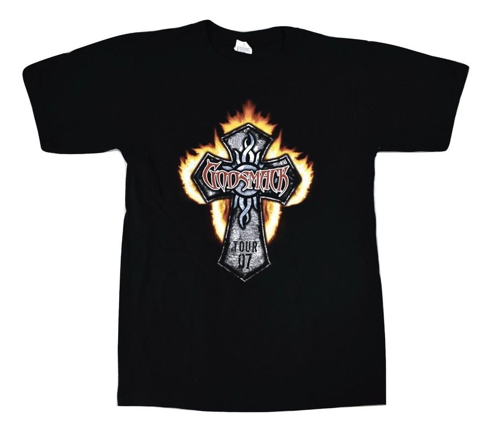 Godsmack Mens Godsmack 2007 Tour Black Shirt Cities On Back New S