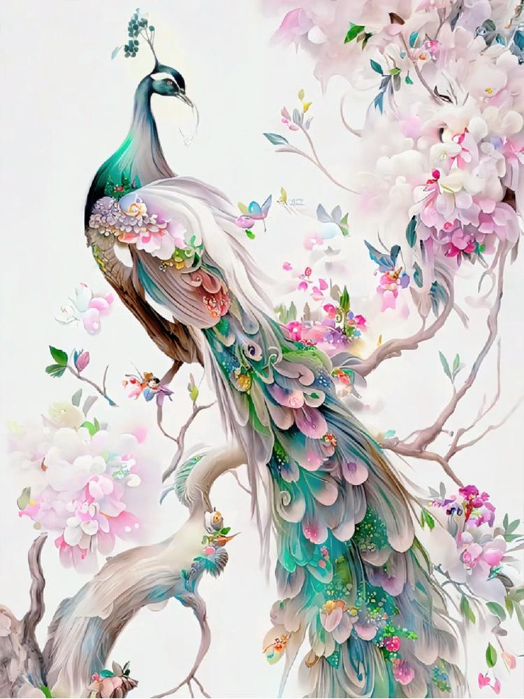 5D DIY Peacock Diamond Colored Animal Full Circle Square Diamond Embroidery Mosaic Cross Embroidery Set Home Decoration Gift