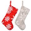Snowflake Crafted Beautifully Christmas Stockings Made From Soft Plush Material Red Gray
