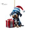 Christmas Ornament Vibrant Color Easy To Hang Cute Dog Car Hanging Pendant Xmas Tree Acrylic Pendant