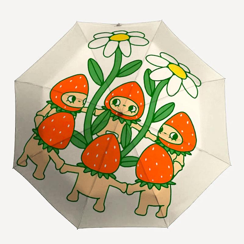 

1pc Strawberry Friends Automatic Open/close Umbrella, 8-Rib sturdy structure, Portable Travel Umbrella, Parties, Everyday Use,09