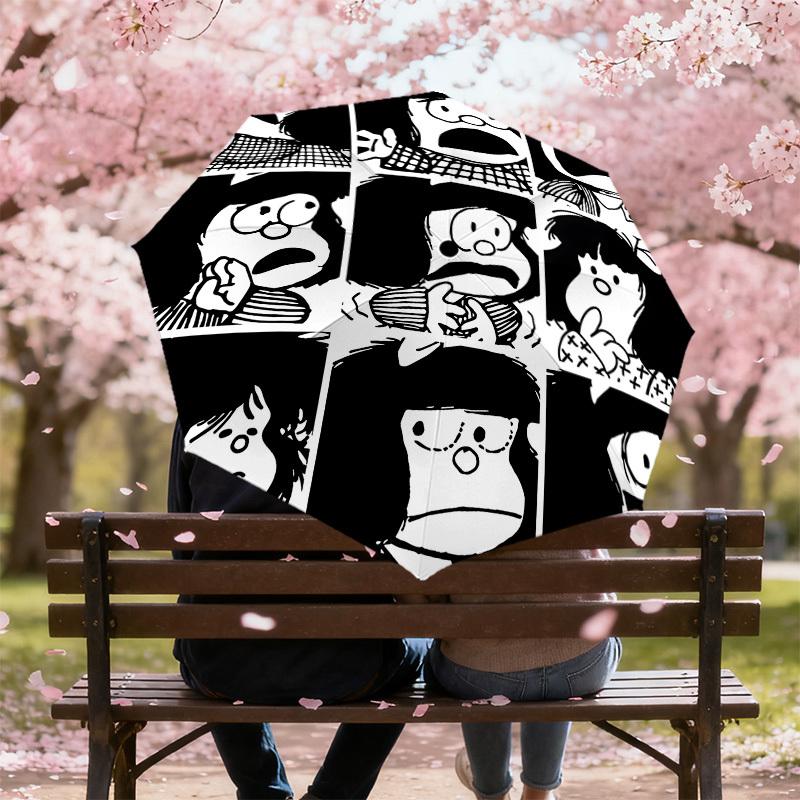 1PC Mafalda Umbrella-9-Rib Reinforced, Automatic Open, Lightweight & Durable, Cute Fashion Accessory for Outdoor-P0718