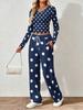 Spring and Autumn digital print women's V-neck long sleeve pants set, comfortable, casual, versatile, slim fit two-piece set