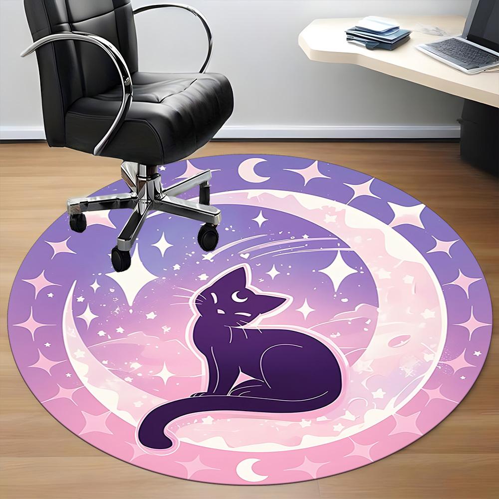 1pc Sailor Moon Cat Office Round Area Rug, Indoor Mat Suitable For Office, Under Office Chairs Bedroom Living Room Home Decor, Room Deco