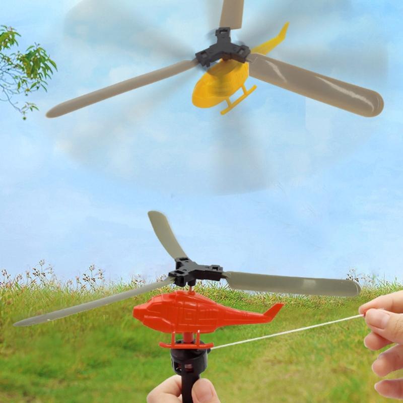 6pcs/set Pull String Helicopter Toy Random Color Recommended for Children 3 and Up Wonderful for Outdoor Fun Gatherings