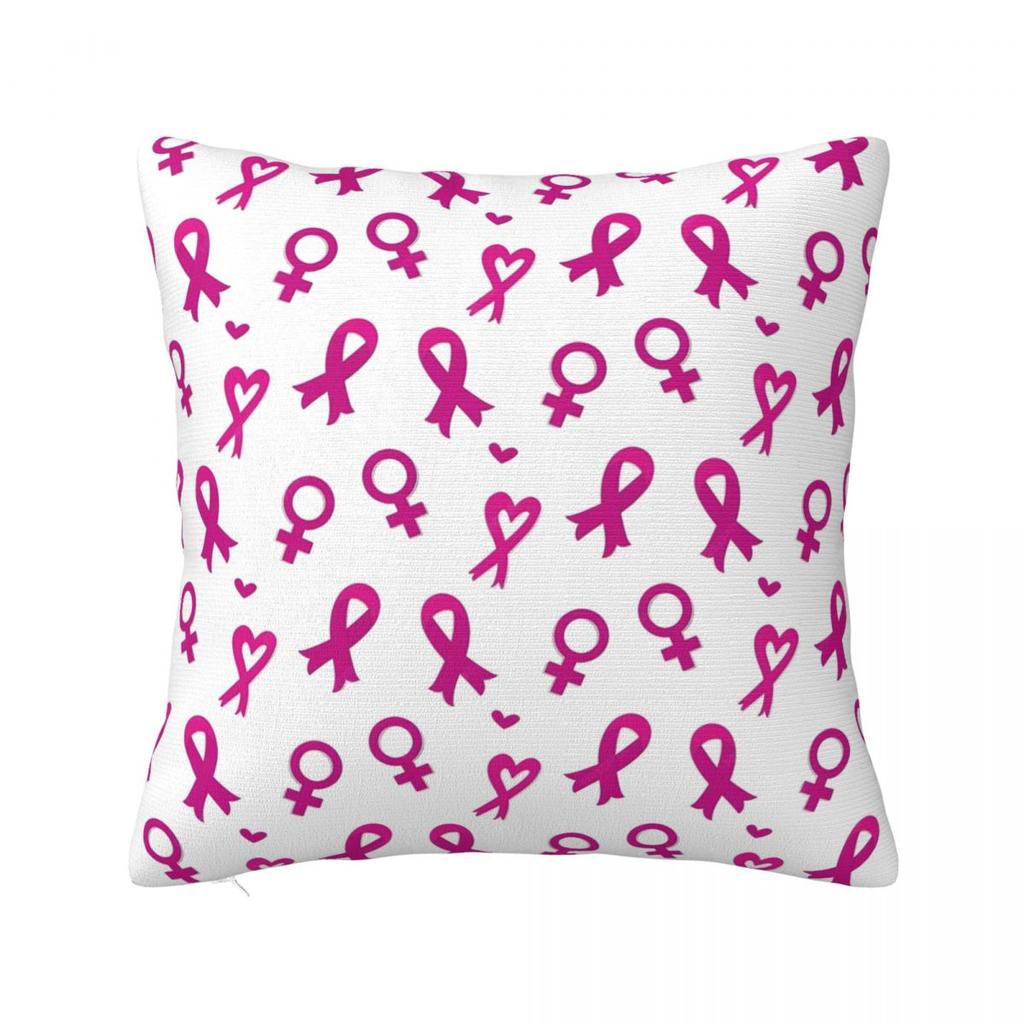 Football Breast Cancer Breast Cance Square Pillow Cases Cushion Cover Fashion Zipper Decorative Pillowcase for Car 45x45cm