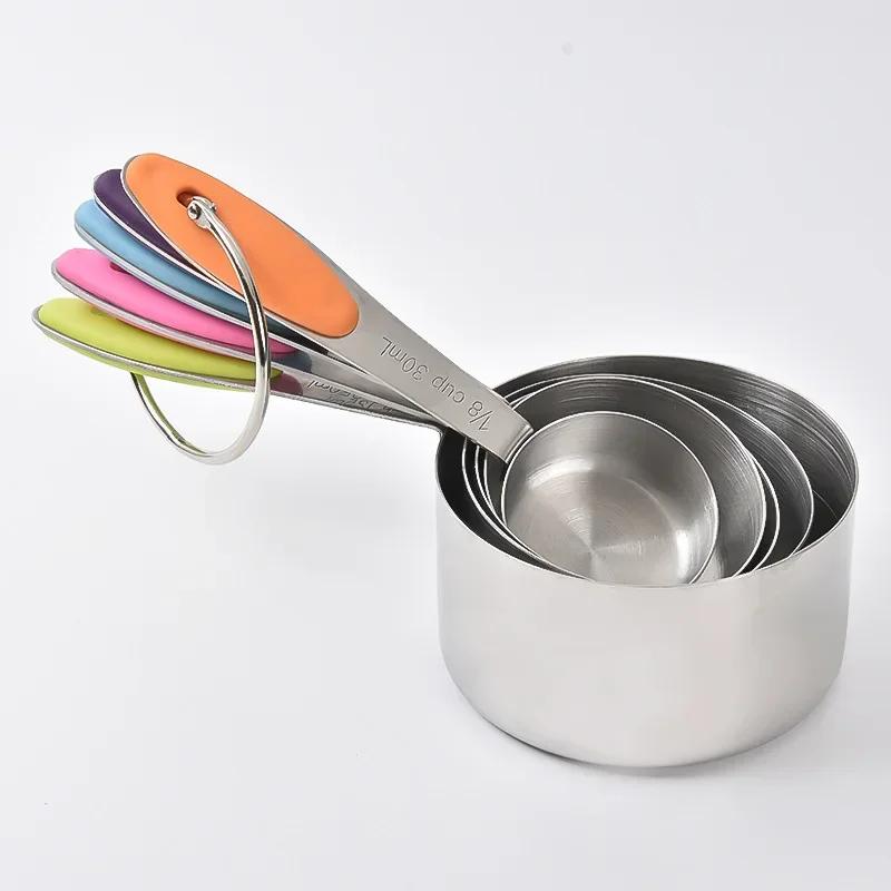 5/10Pcs Stainless Steel Measuring Cups and Spoons Set Stackable Tablespoons Measuring Spoons Tea Coffee Kitchen Measuring Tools