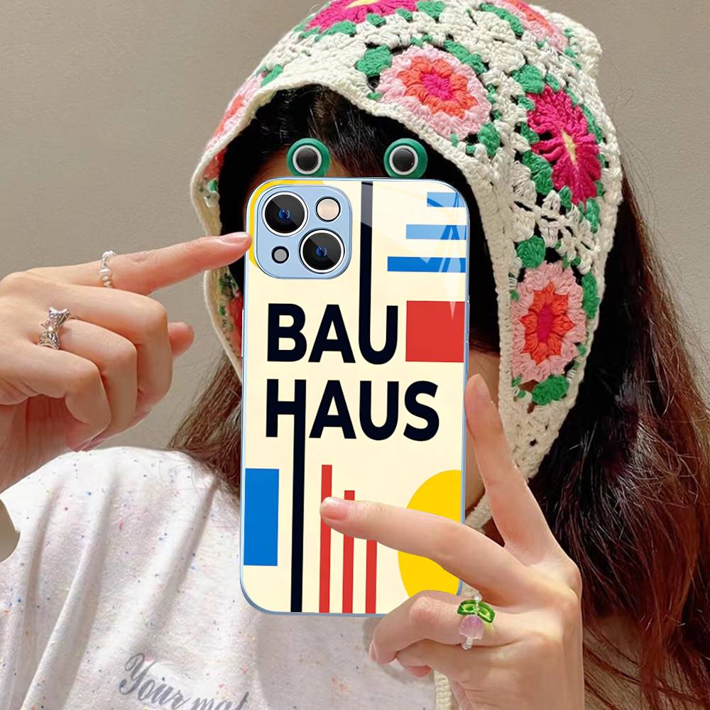 Abstract B-Bauhaus Geometric Art For IPhone 14 13 12 Mini 11 Pro XS Max X XR 14 Plus Tempered Glass Cover