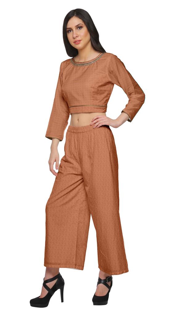 Moomaya Womena    S Crop Top Palazzo Set Printed 2 Piece Outfit Dress Ethnic