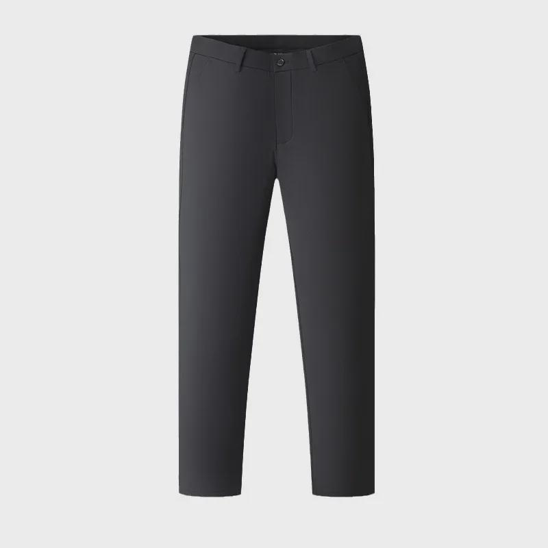Men's Winter White Duck Down Pants - Warm, Thick, Casual Business Trousers, Elastic Waist, Straight-Fit