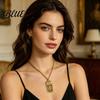 Mindfulness Gift Mini Tarot Cards Pendant Necklace Colorful Antiqued Brass