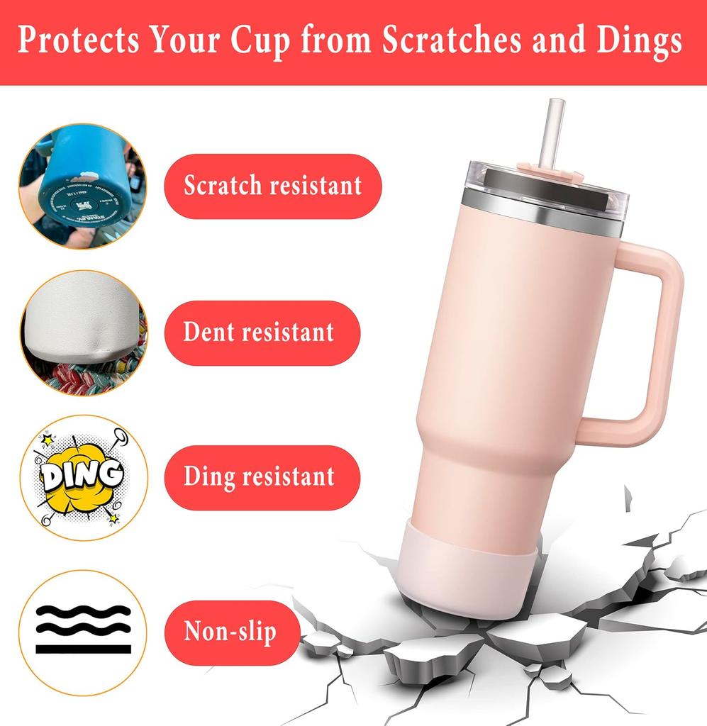 2Pcs Silicone Boot for Stanley Quencher Tumbler Protective Cup Bottom Sleeve Cover Cup Accessories Fits H2.0 30oz 40oz