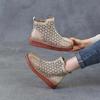 Johnature Ethnic Style Retro Soft Soled Hollow Out Boots Versatile Genuine Leather Flat Women's Sandals