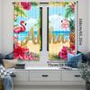 2Pcs Curtain Hawaiian For Party Decorations Tropical Palm Leaves Flower Beach Suitable For Living Room Bedroom And Many Other