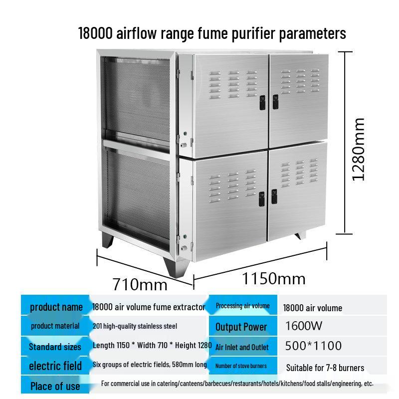 Commercial Eco-friendly Stainless Steel Smokeless Barbecue Kitchen Fume Purifier