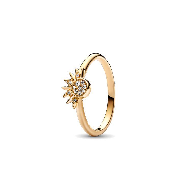 

Pandora Celestial Shining Sun K Gold Ring Women rings 162674C01 Box,48