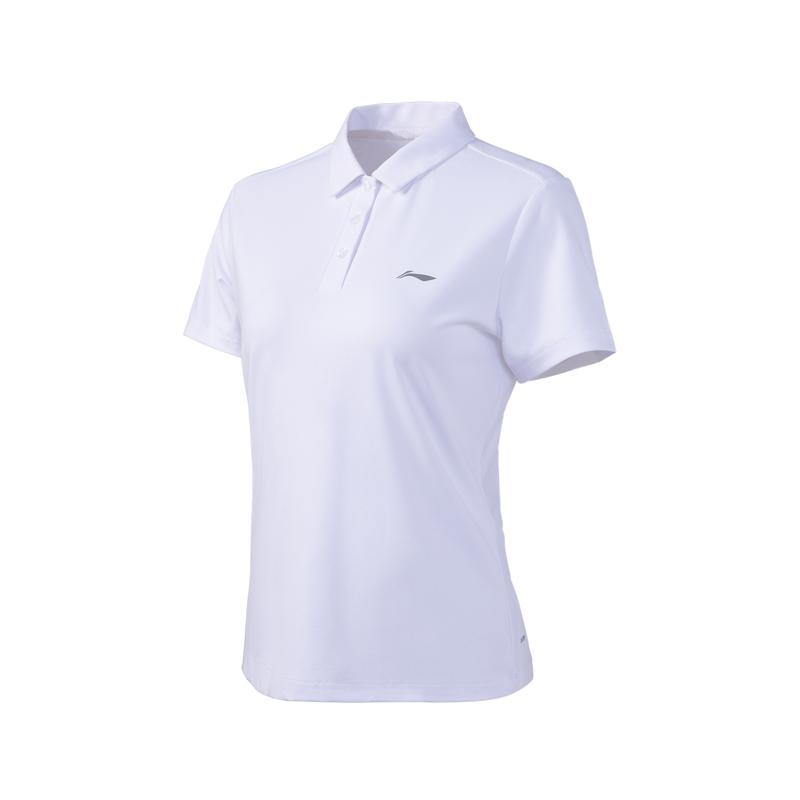 Li-Ning Fashionable Versatile Solid Color Sports Polo Shirt Women tops White APLW518-1