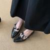 Small Square Head Rhinestone Bow Low Heel French Single Shoes Women's 2025 Spring and Autumn High-end Skirt Mary Jane Small Heels