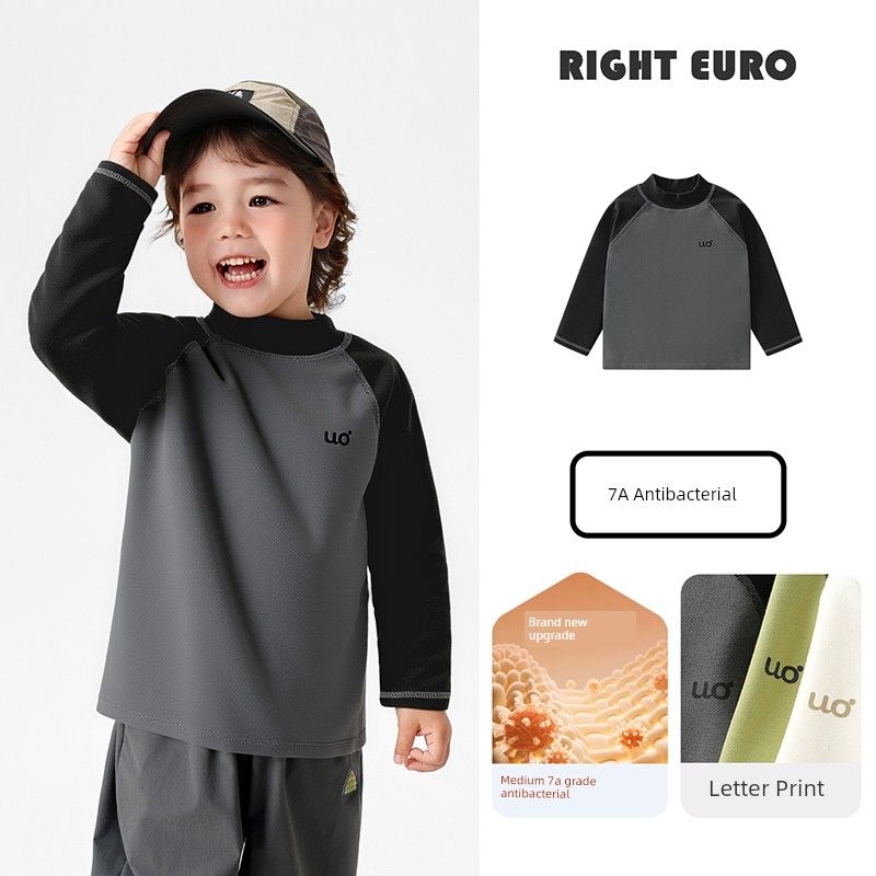 Right European Style Boys' Winter Base Layer Wool Autumn Shirt 2025 Autumn and Winter New Children's Clothing Baby Top Trendy