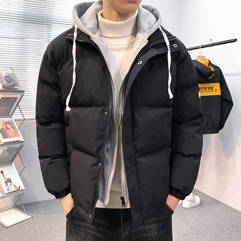 Yurong cotton-padded jacket men's short loose fake two-piece jacket cotton-padded jacket winter thickened cotton-padded jacket flow youth bread jacket