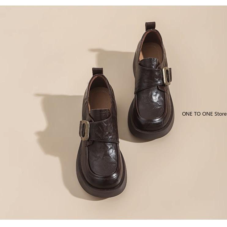 Womens Derby Shoes Autumn Slip-on Casual Female Sneakers Loafers With Fur Clogs Platform Shallow Mouth Round Toe British Style