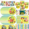 Spongebob Birthday Party Supplies Disposable Tableware Set Napkin Caketopper Backdrop Party Favors Kids Baby Shower Picnic