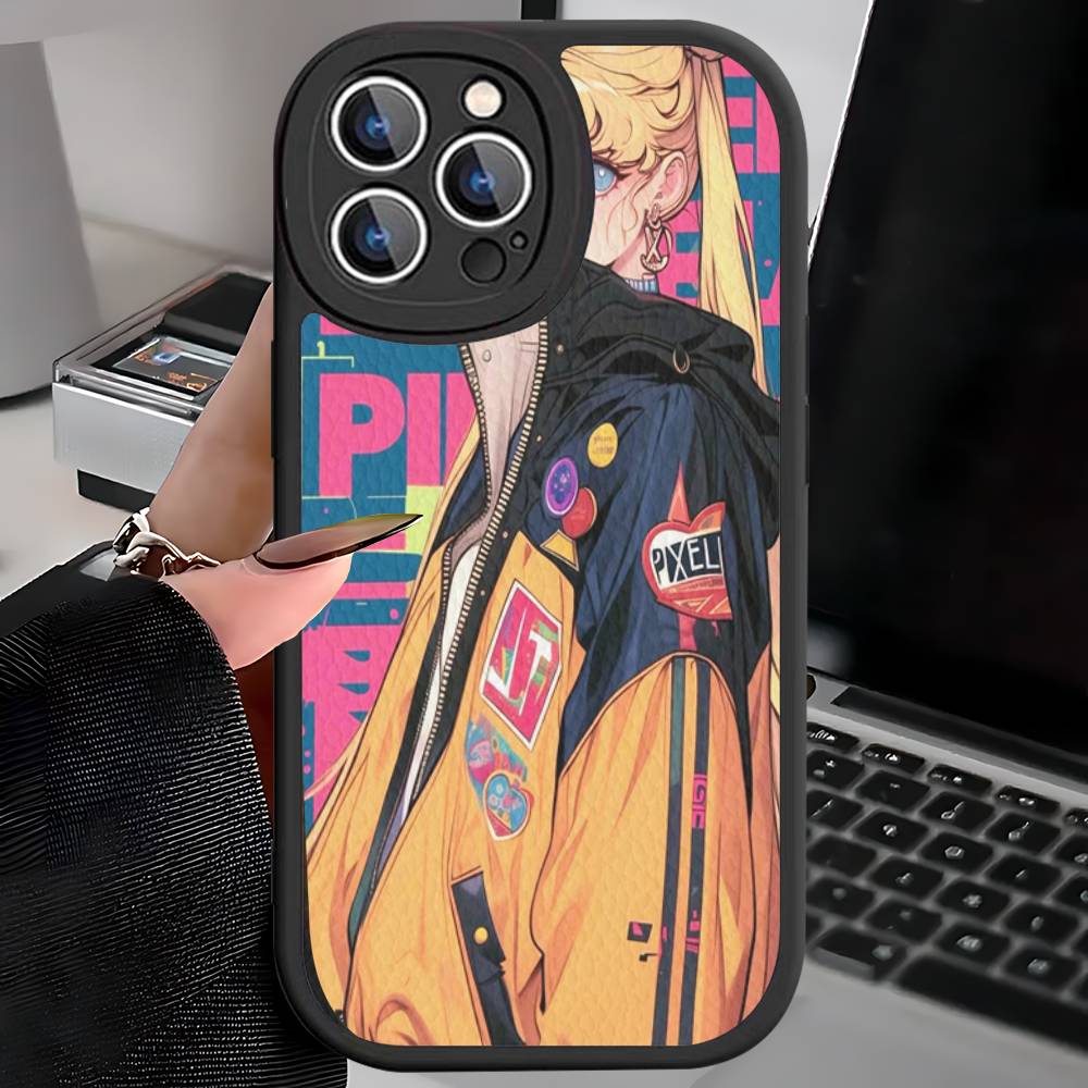 

S-Sailors Anime Moon Phone Case For IPhone 16 15 14 13 12 11 Pro Max Plus 16E Soft Leather Cover iPhone 14 plus
