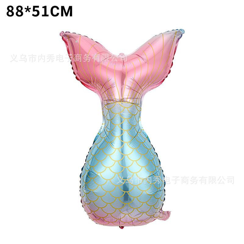 Special-Shaped Mermaid Balloon Birthday Party Decoration Balloon Fish Tail Shell Modeling Aluminum Film Ocean Fairy Tale