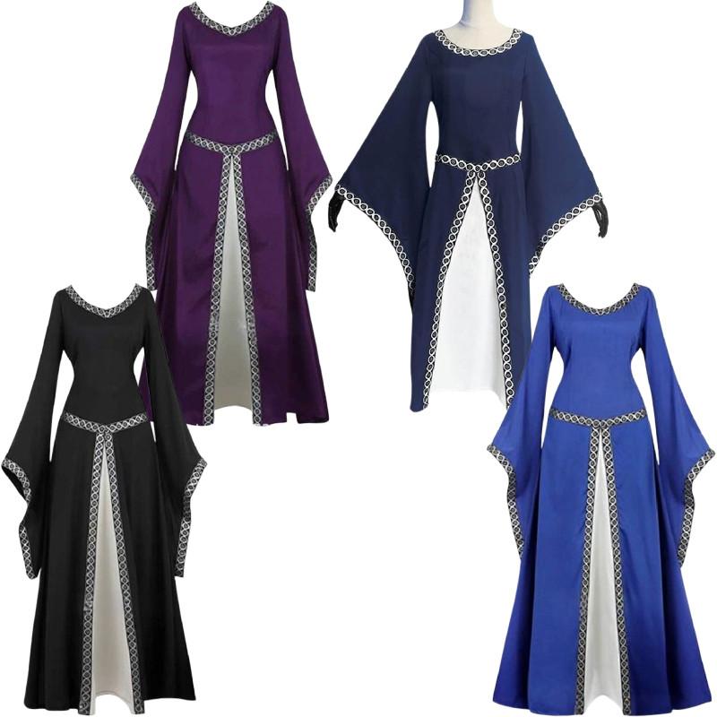 Women Cosplay Renaissance Costumes Medieval Victorian Long Dress Fashion Retro