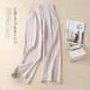Blazer Cotton Linen Striped Wide Leg Pants Women's Summer High Waist Slimming Straight Linen Nine-Tenths Pants