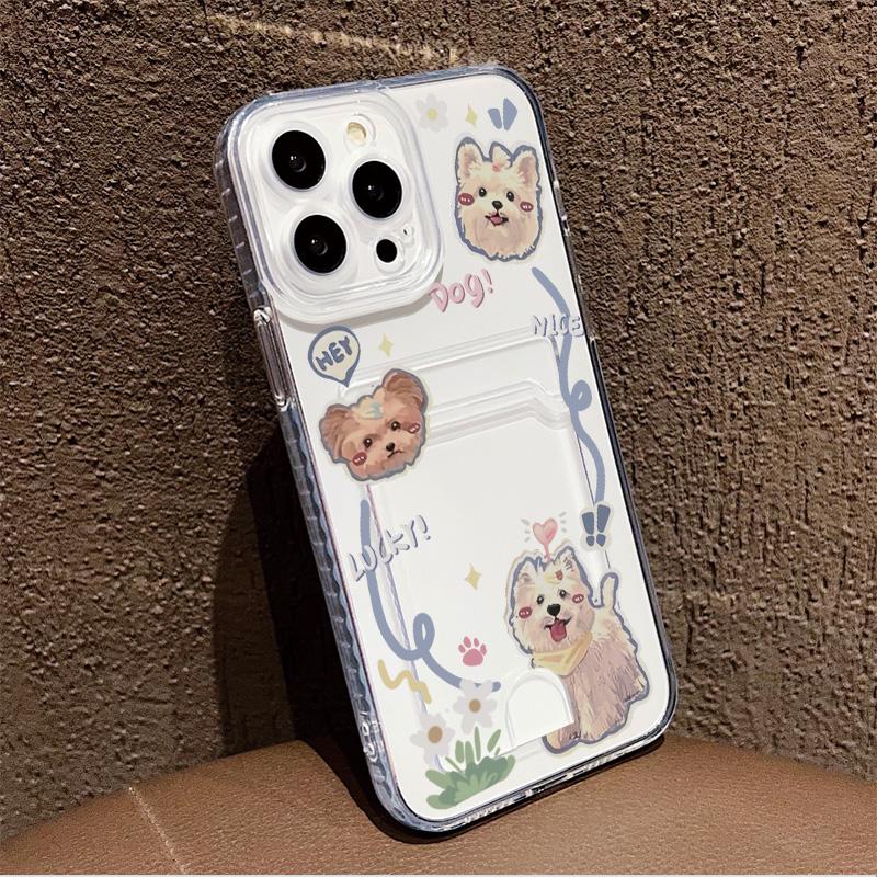 Card Slot Holder Silicone Wallet Pocket Case For Xiaomi Redmi Note 12 13 Pro iPhone 17 Air 16 15 14 13 Samsung S23 S24 S25 Cover Clear Phone Bumper